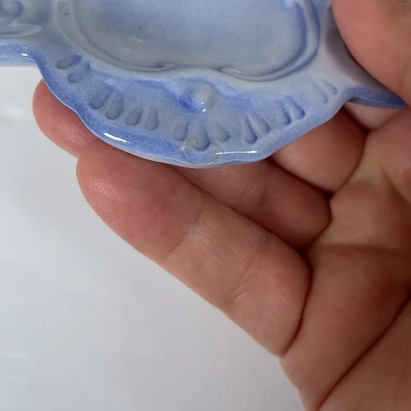 Vintage Floral Blue Pedestal Cake Stand Home Decor Fruit Display Centerpiece - Picture 10 of 12